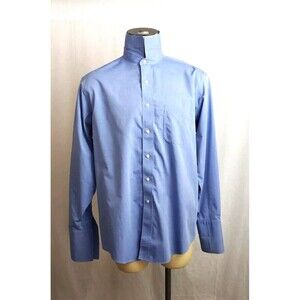 Brooks Brothers Button Down Shirt 16.5 35  Blue Non-Iron 100% Cotton Dad Nerd